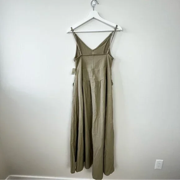 Free People Soledad Midi Dress in Khaki size S - Picture 7 of 11